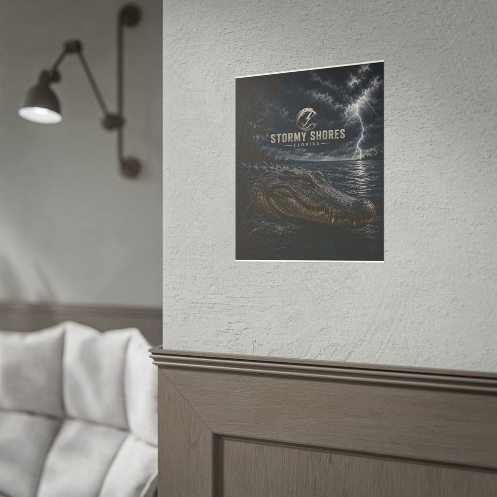 Stormy Shores Florida Alligator Poster — Rolled Wall Art