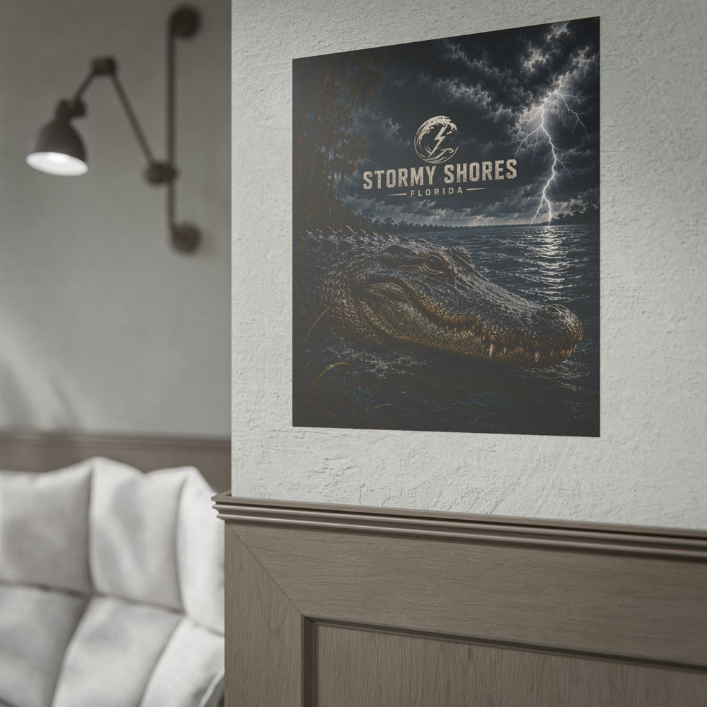 Stormy Shores Florida Alligator Poster — Rolled Wall Art