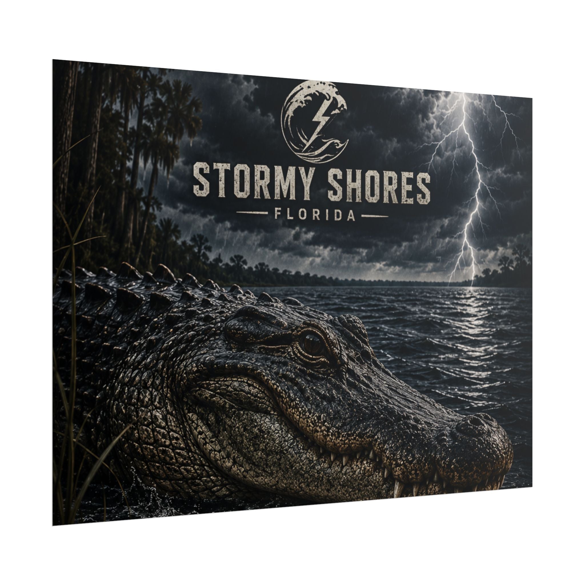 Stormy Shores Florida Alligator Poster — Rolled Wall Art