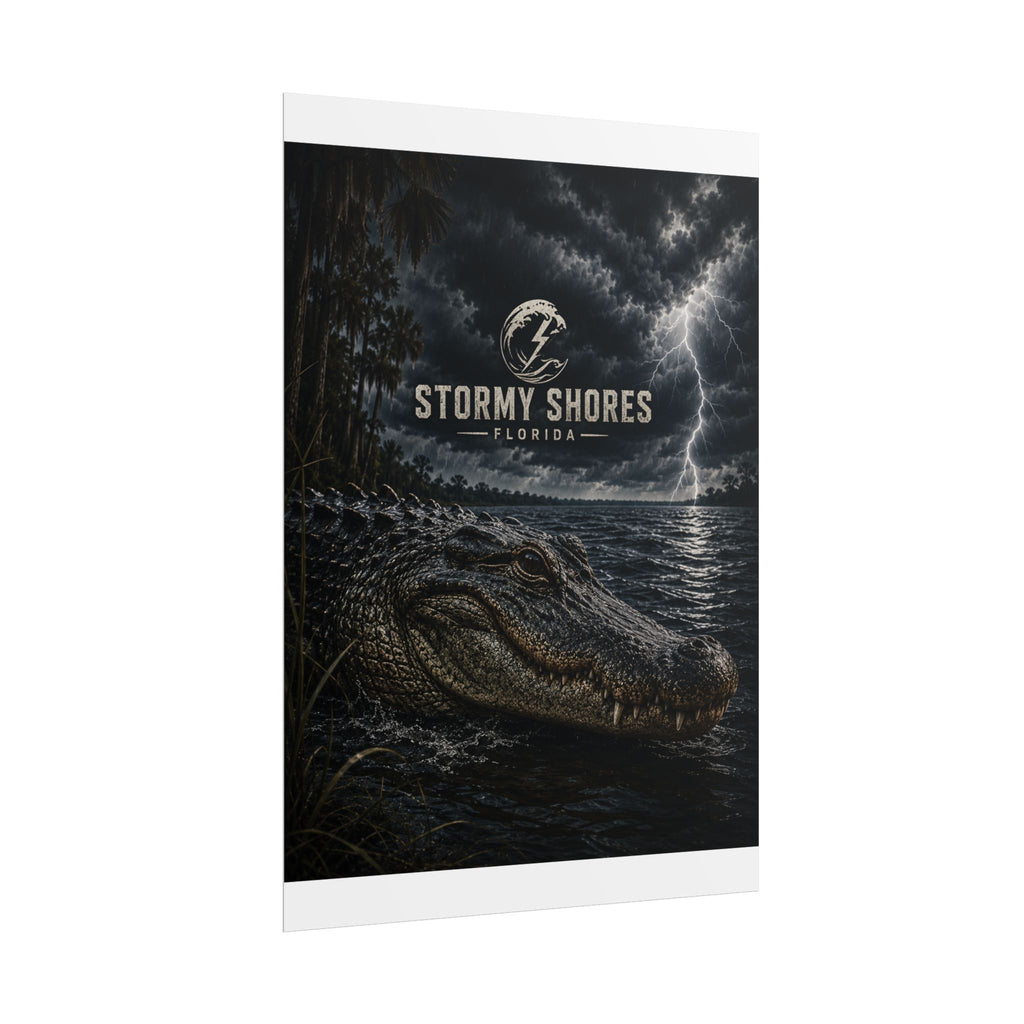 Stormy Shores Florida Alligator Poster — Rolled Wall Art