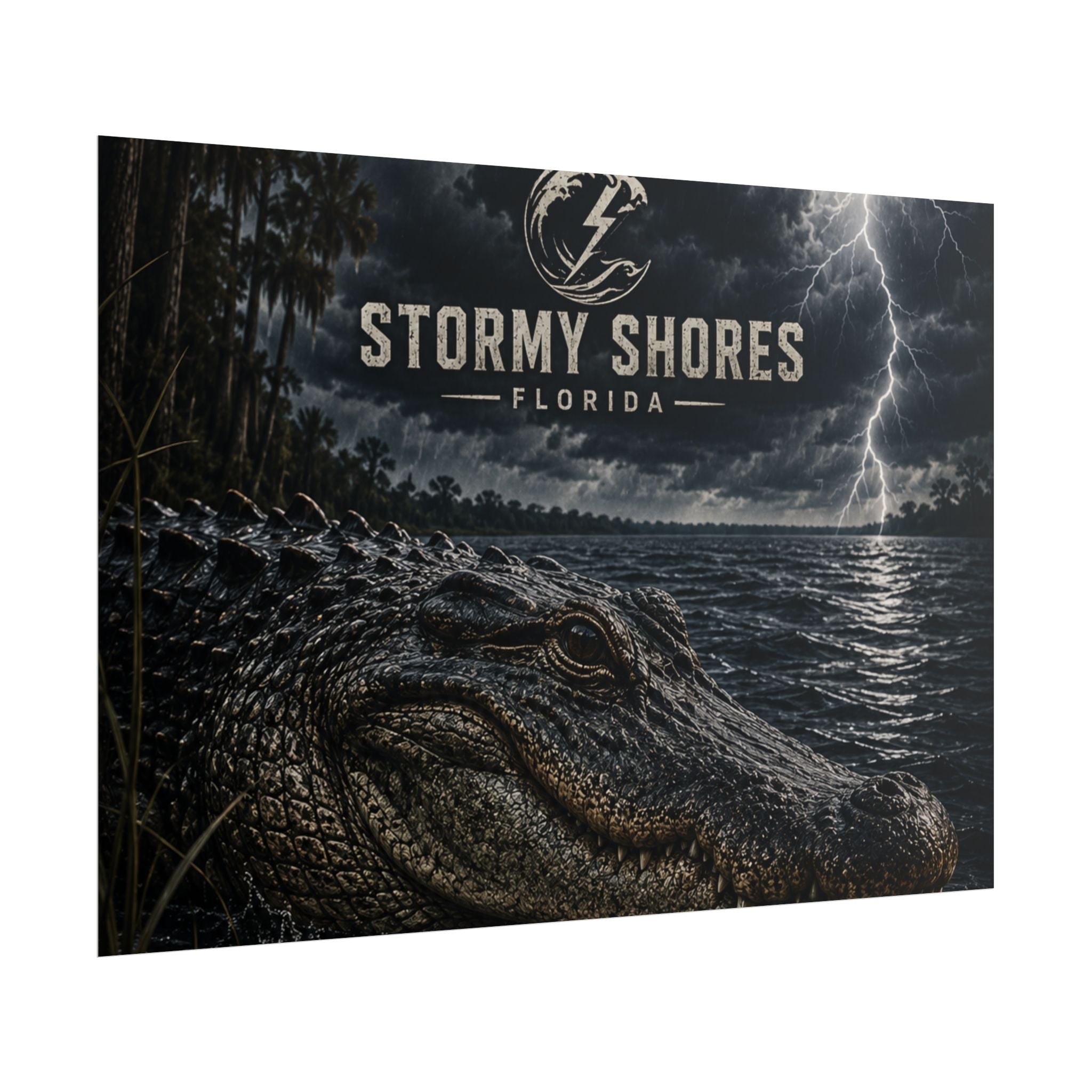 Stormy Shores Florida Alligator Poster — Rolled Wall Art