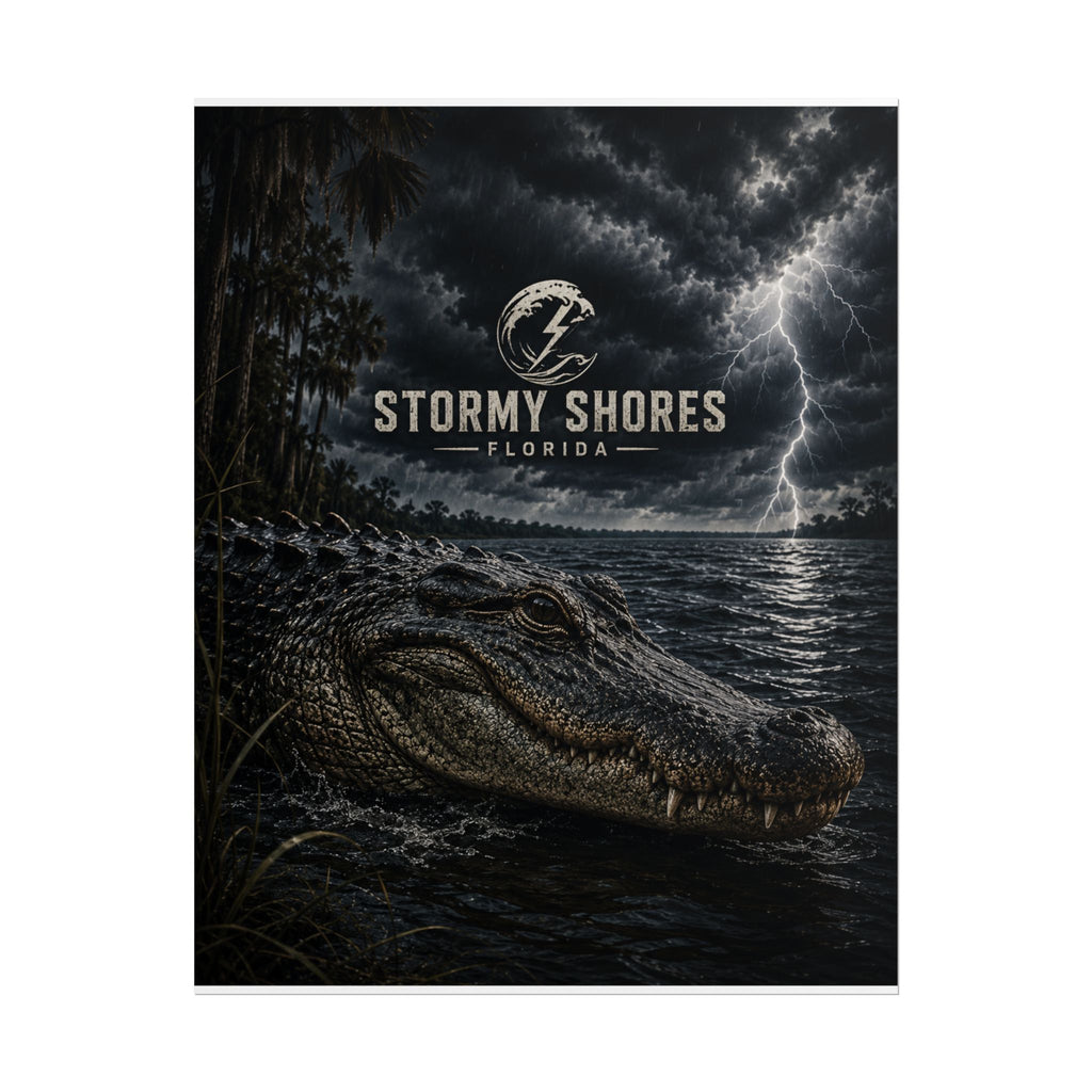 Stormy Shores Florida Alligator Poster — Rolled Wall Art