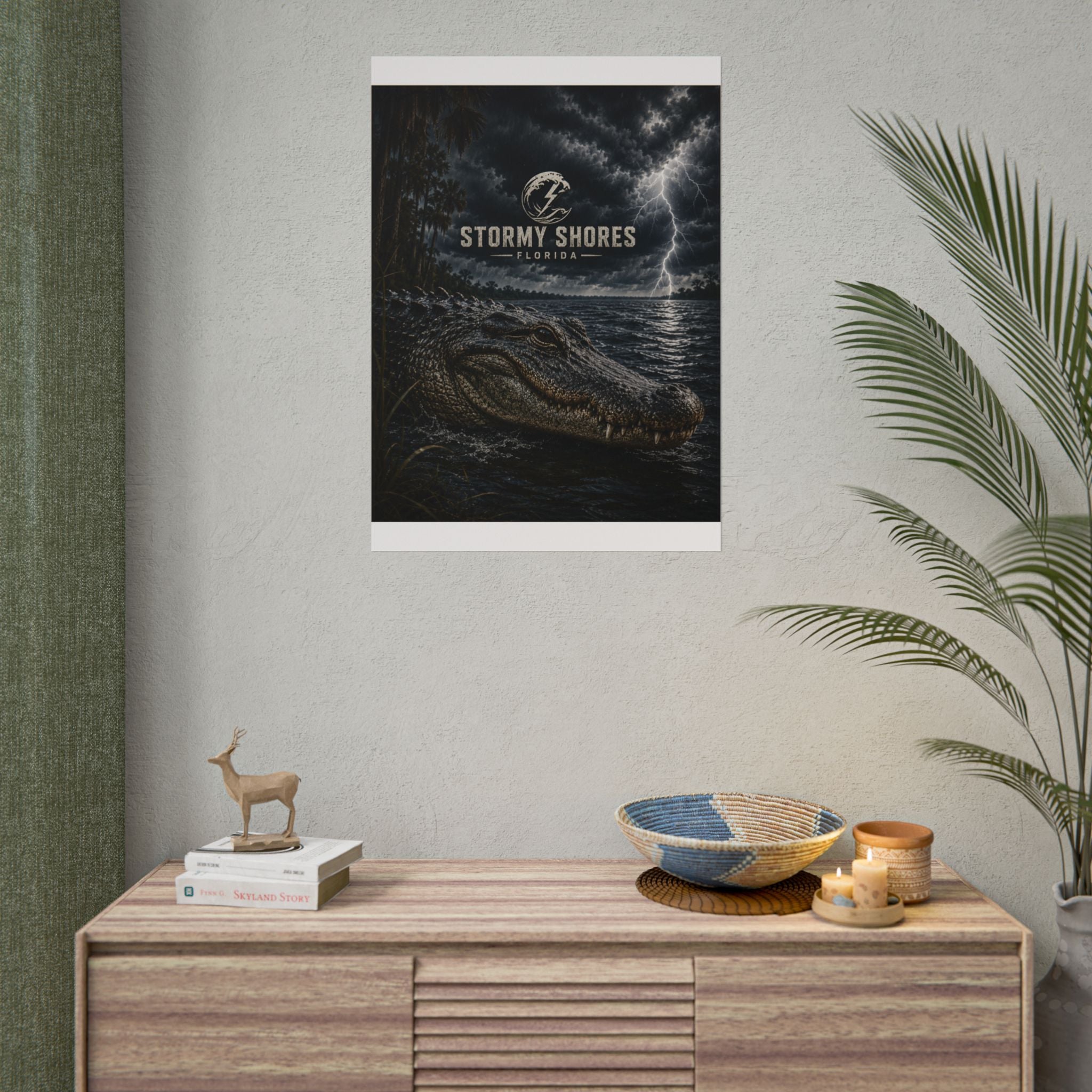 Stormy Shores Florida Alligator Poster — Rolled Wall Art