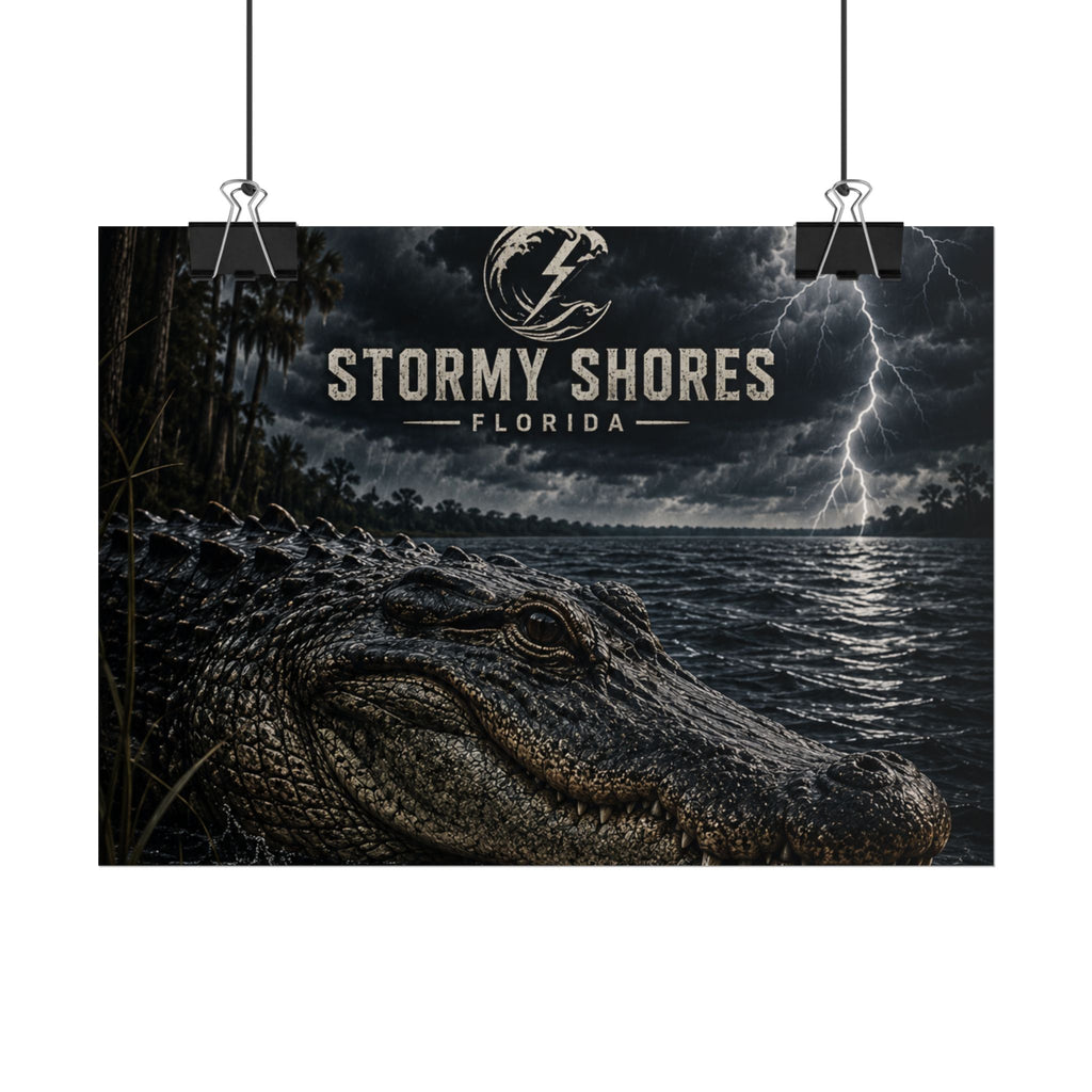 Stormy Shores Florida Alligator Poster — Rolled Wall Art