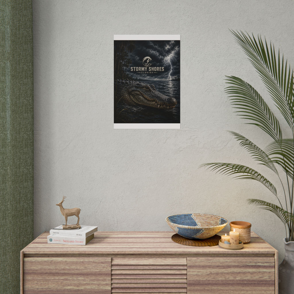 Stormy Shores Florida Alligator Poster — Rolled Wall Art