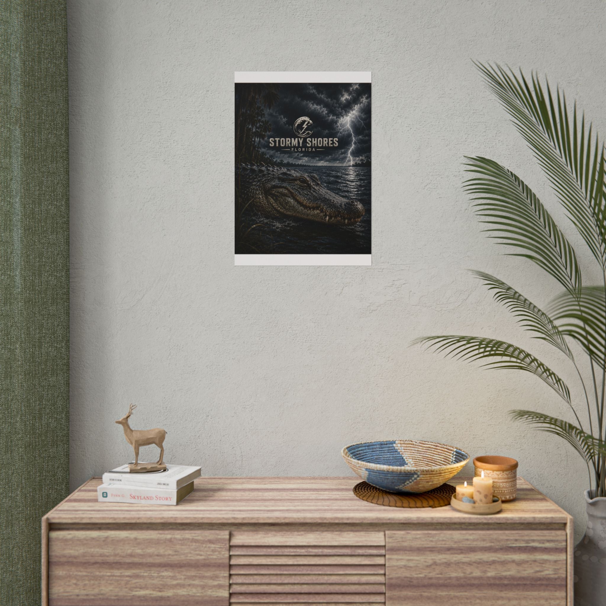Stormy Shores Florida Alligator Poster — Rolled Wall Art