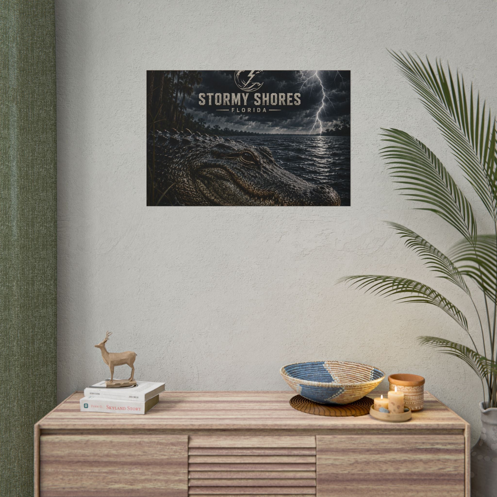 Stormy Shores Florida Alligator Poster — Rolled Wall Art