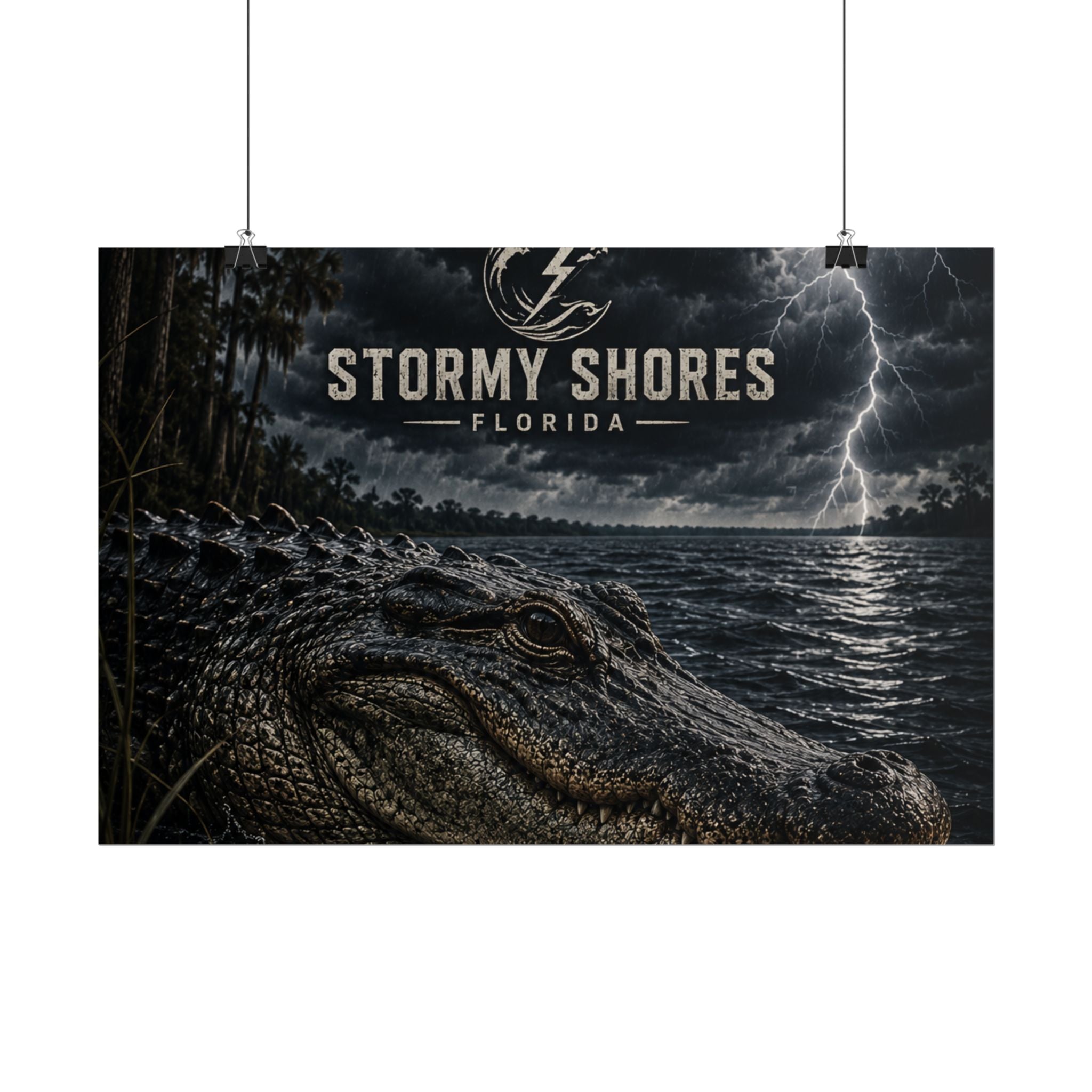Stormy Shores Florida Alligator Poster — Rolled Wall Art